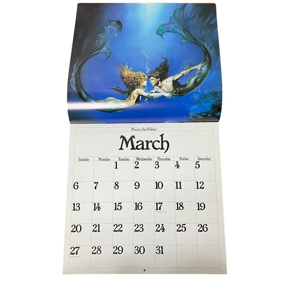 1988 Boris Vallejo Fantasy Zodiac Calendar same dates again in leap year 2044 - Picture 4 of 15